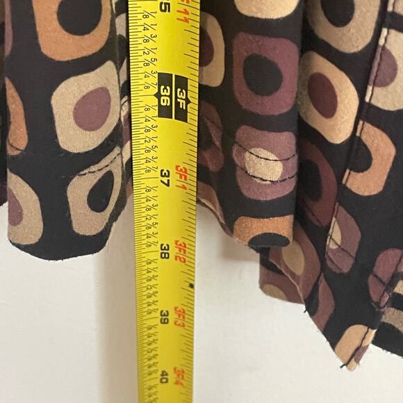 Retro Geometric Print Midi Dress Sz 12 Belted Stretch Shirt Dress Mod Y2K Office - Picture 8 of 8